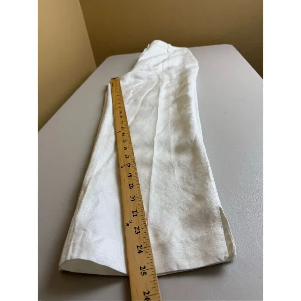 H&M White Linen Blend Wide Leg Cropped Pants Women’s US 6 EUR 36